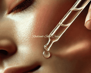 A hand applying essence to a female face