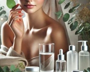 a woman cleansing her sensitive skin face