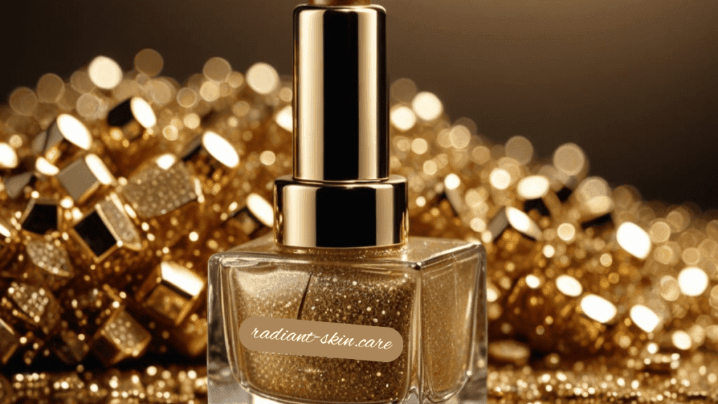 beautiful container of natural lip gloss on a gold background