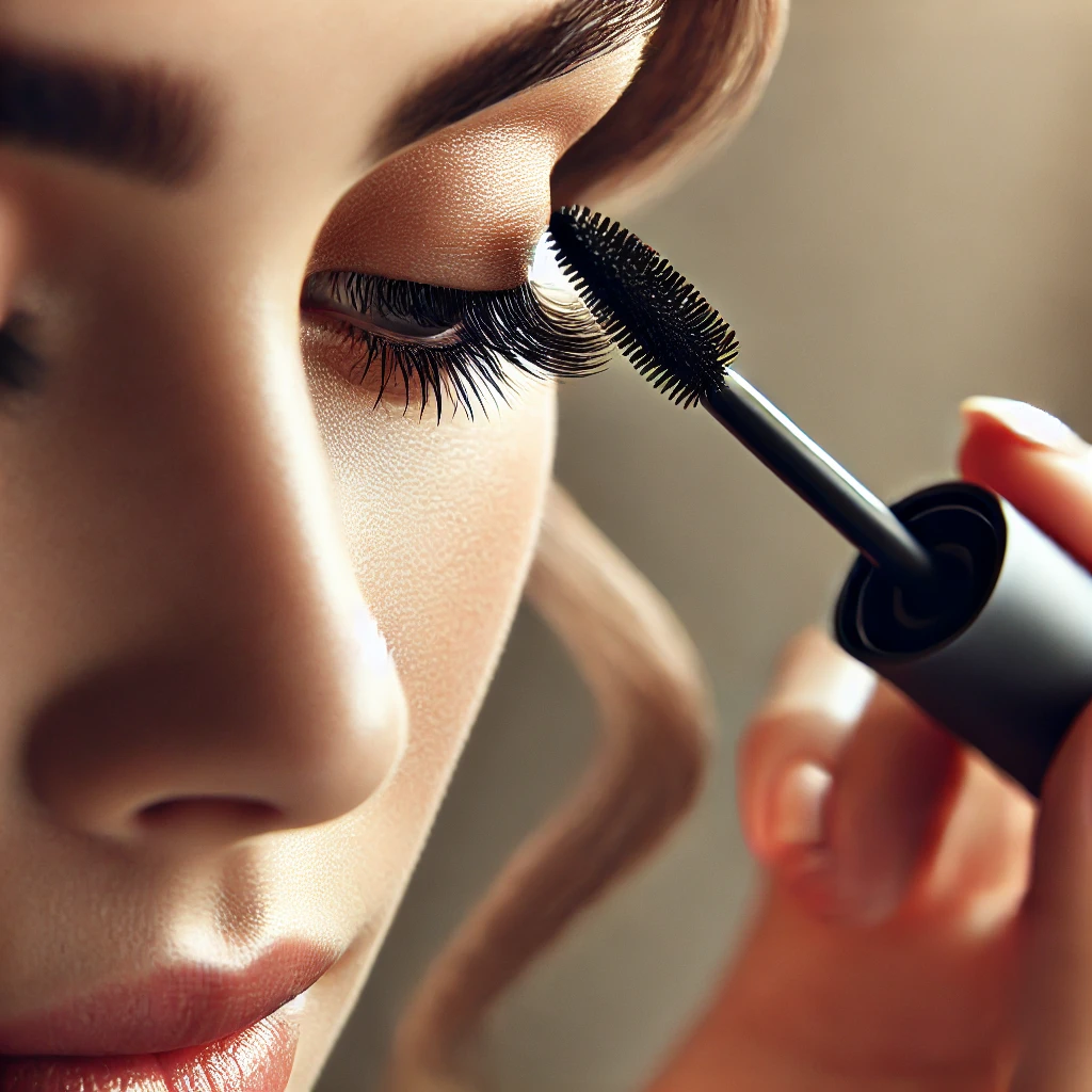 a woman applying waterproof mascara